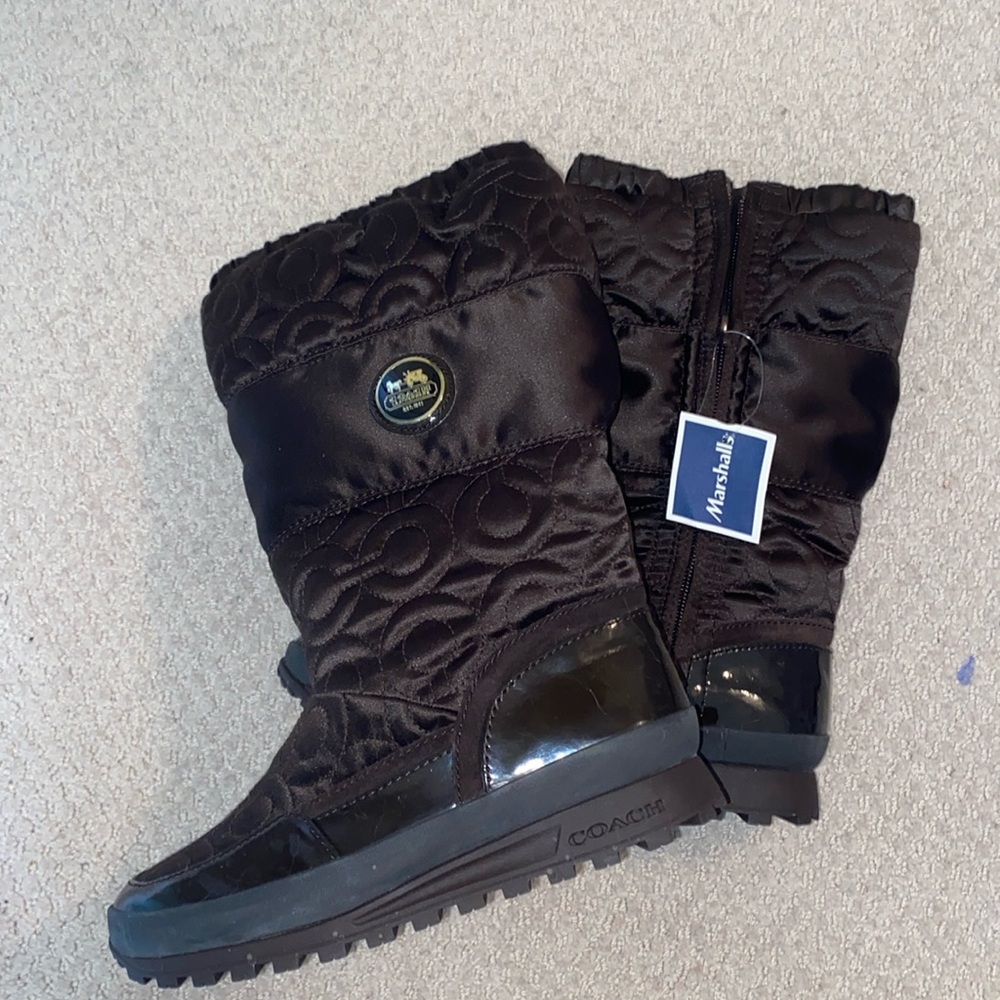 NWT Coach leatherwear brown quilted boots